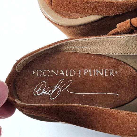 Donald J Pliner Shoes Womens 8 Fenn Strappy Wedge Sandals Caramel Brown Suede - Picture 8 of 10